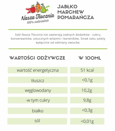 Sok Jabłko-Marchew-Pomarańcza 5L "Nasza Tłocznia"