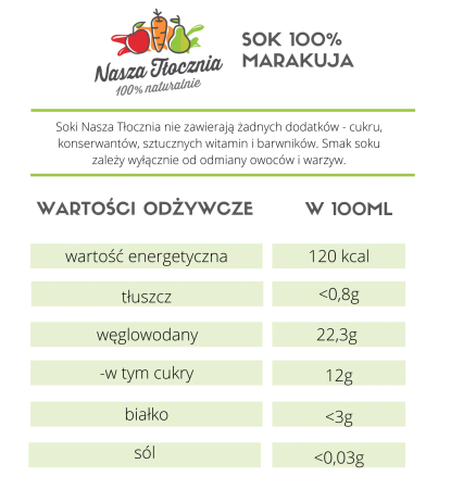 gęsty sok/przecier 100% Marakuja 3L "Nasza Tłocznia"