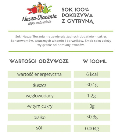 Sok z Młodej Pokrzywy 330ml "Nasza Tłocznia"